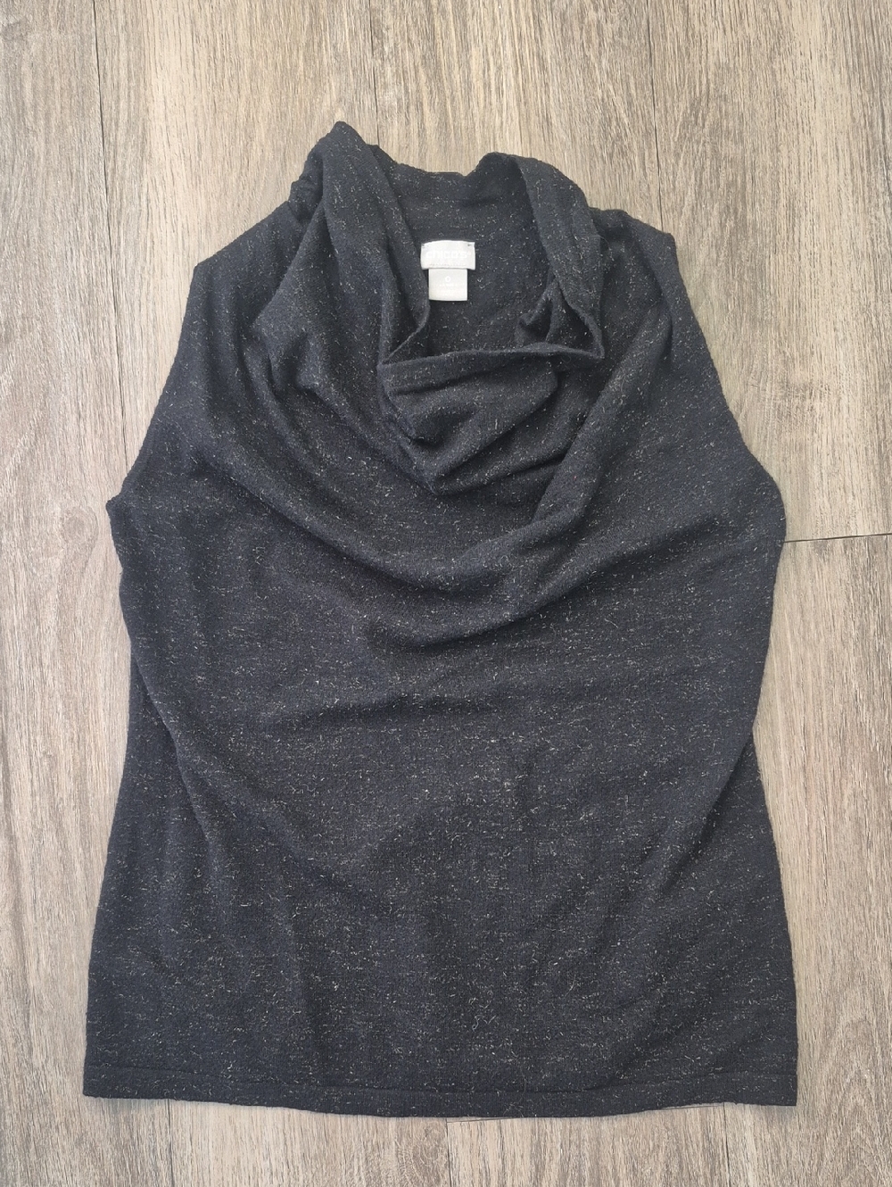 Chico's Black Speckled Cowl Neck Sweater